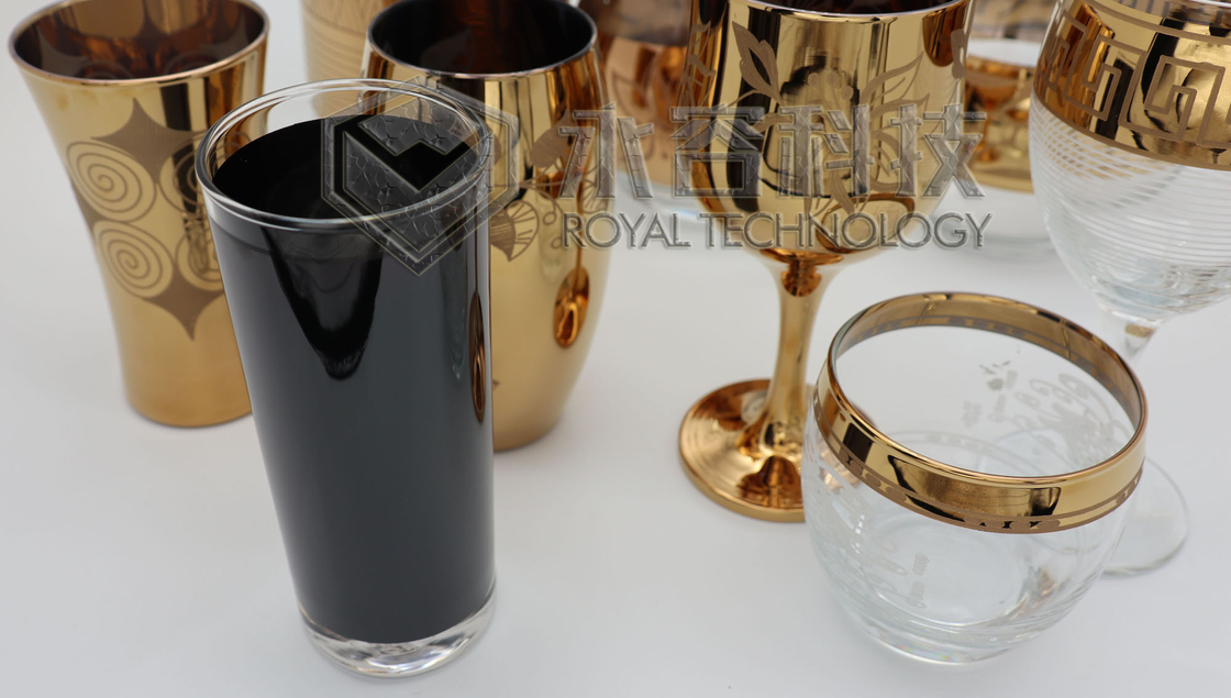 Glassware PVD gold coatings, 2-sides PVD gold platings on glass products