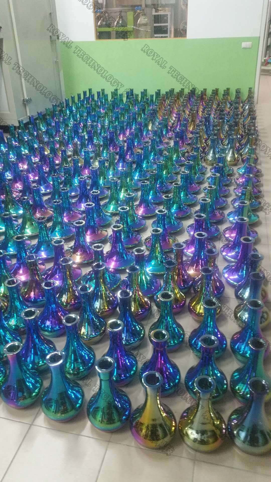 Glass Shisha Rainbow Decorative Coatings, Glassware PVD Vacuum Coating, Glass Ashtray Rainbow colors