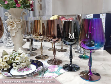 Good price Glassware Decoration PVD Coating Service , Pruple Color PVD Glass Coating Service online