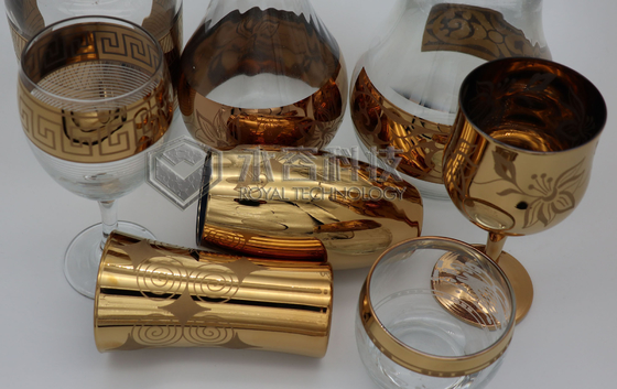 Good price Glassware PVD gold coatings, 2-sides PVD gold platings on glass products online