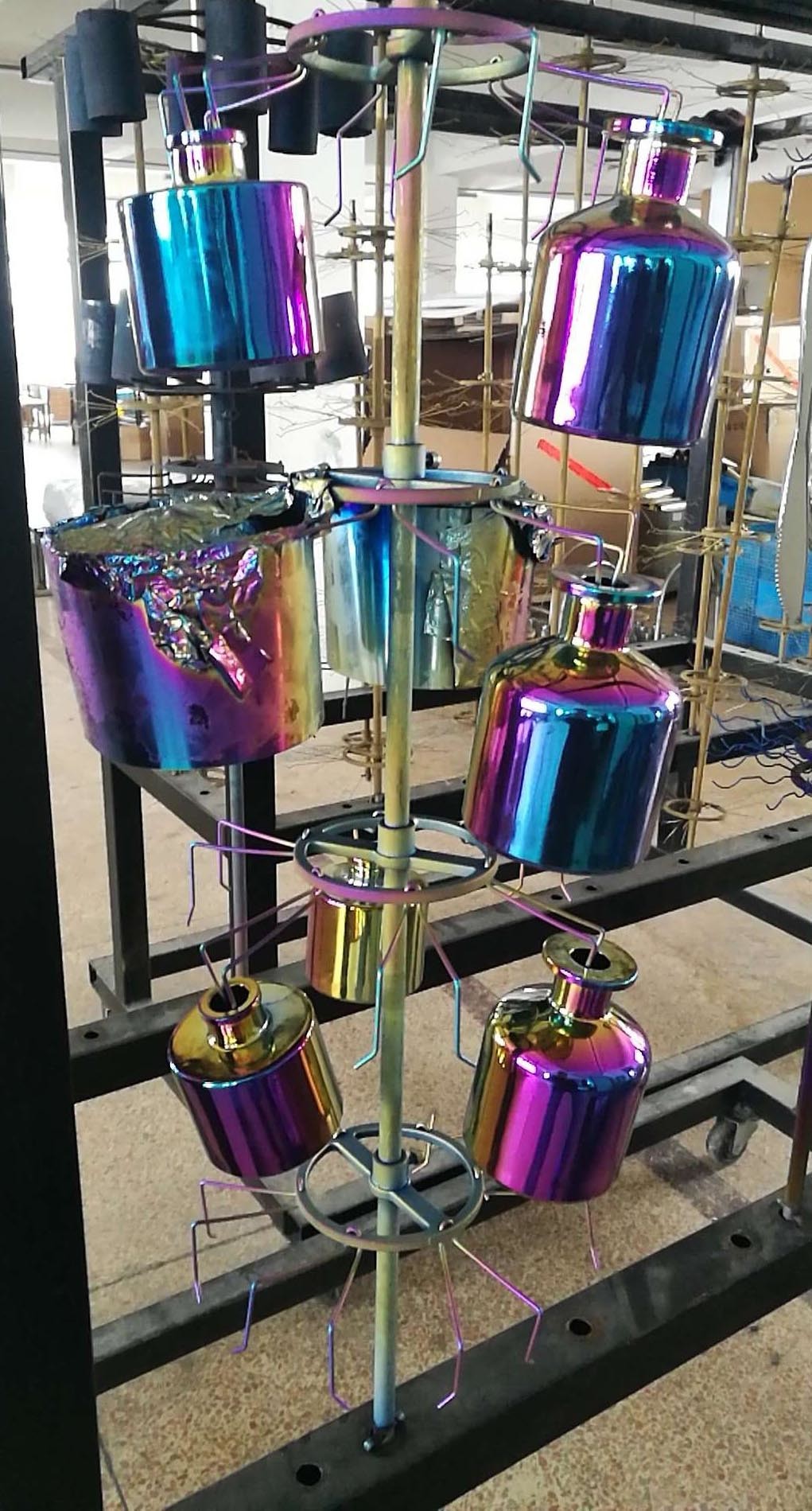 TiO rainbow color PVD coating equipment, TiN gold plating on Glassware,  Multi Arc PVD Plating Machine