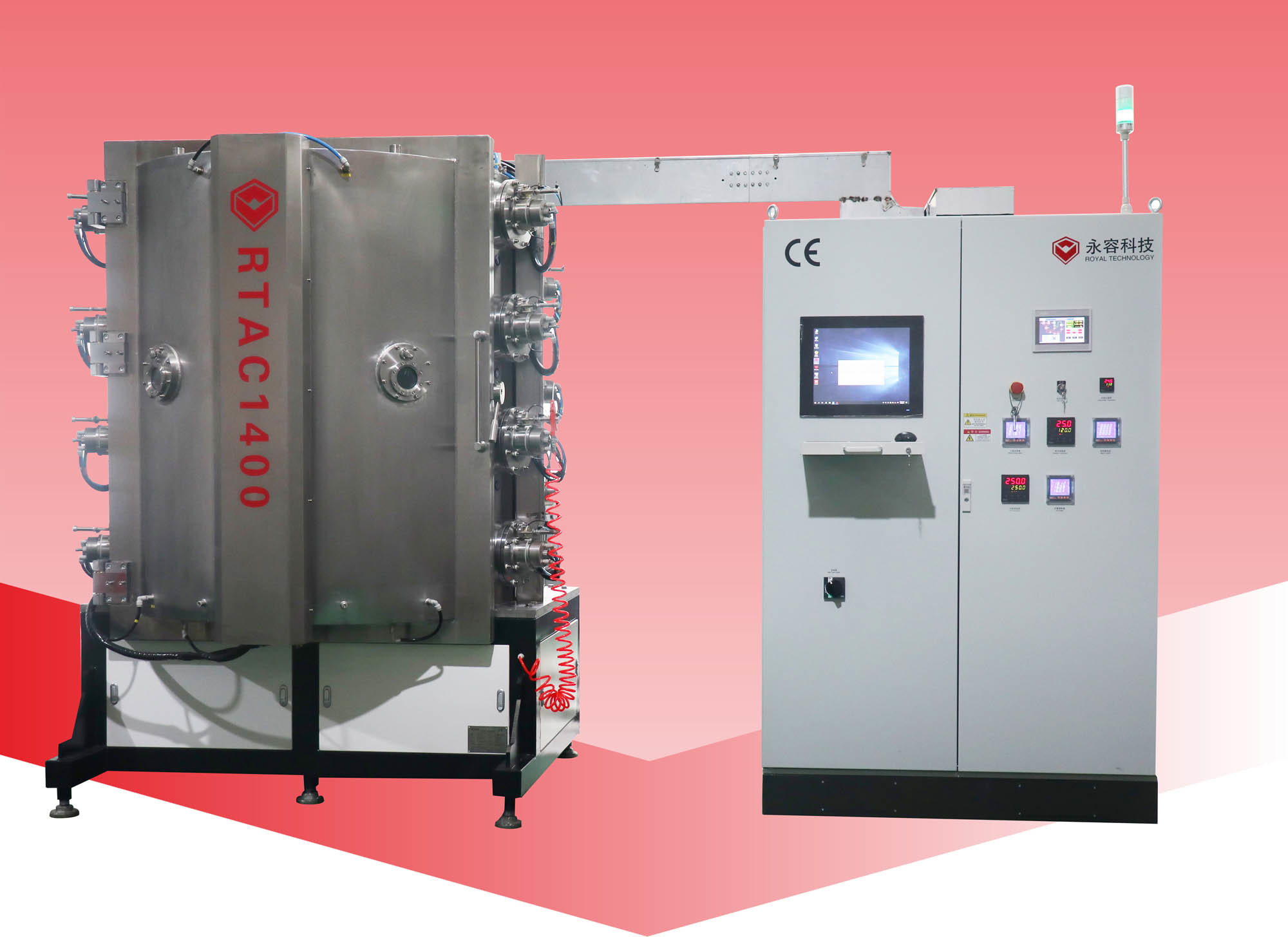 Glassware Gold Plating Machine 2-Sides Gold Color Reflection, Strong Adhesion TiN Gold Coating