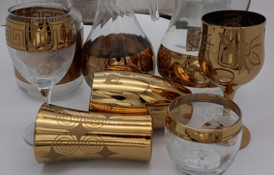 Glassware Gold Plating Machine 2-Sides Gold Color Reflection, Strong Adhesion TiN Gold Coating