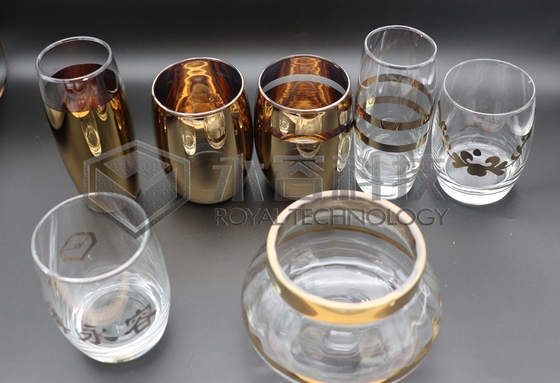 2 Sides Gold Coating On Glassware With Ion Plating Machine Porcelain Ware Gold And Silver Coating With Patterns