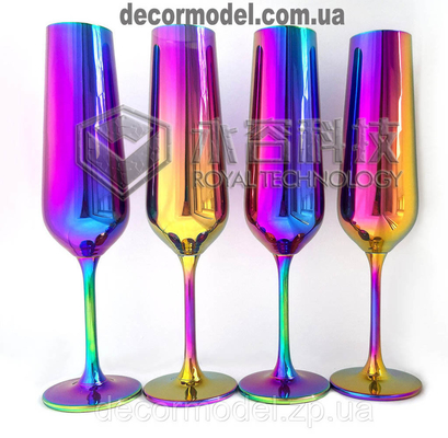 PVD glass goblets transparent silver, transparent gold, transparent rainbow colors coating